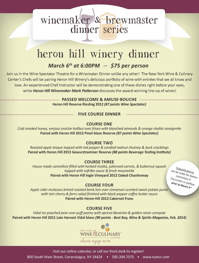 Heron Hill Winemaker Dinner