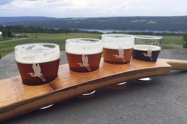 NY craft beer flight at Heron Hill Winery in Hammondsport